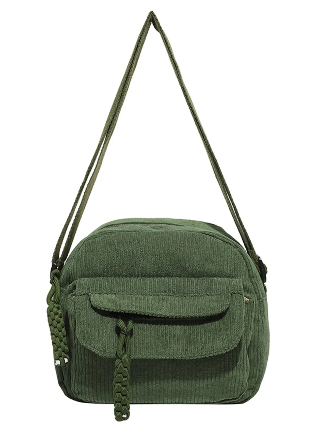 Corduroy Crossbody Bag with Adjustable Strap - Bubblesandpetals