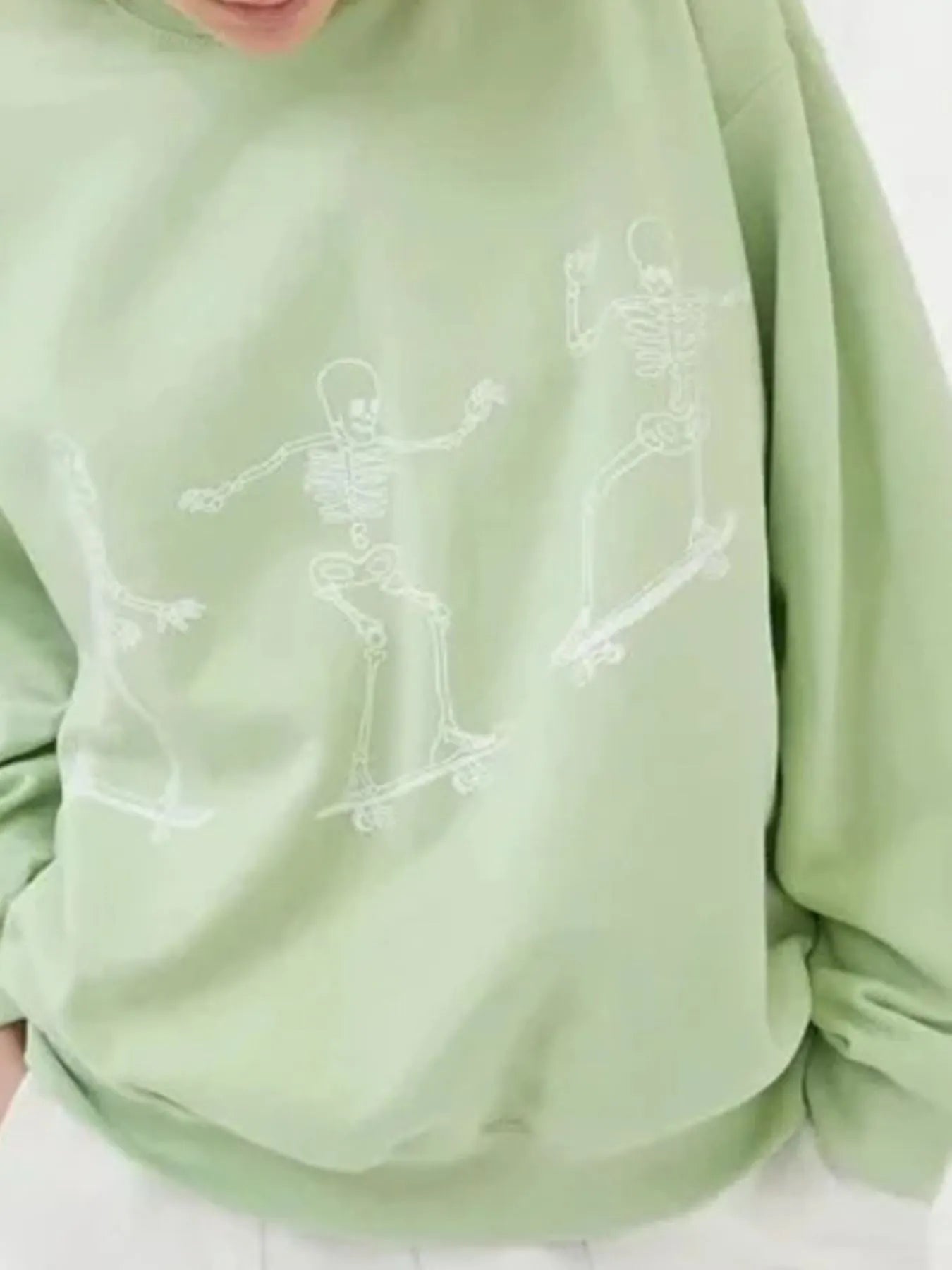 Skeleton Graphic Oversized Sweatshirt - Bubblesandpetals