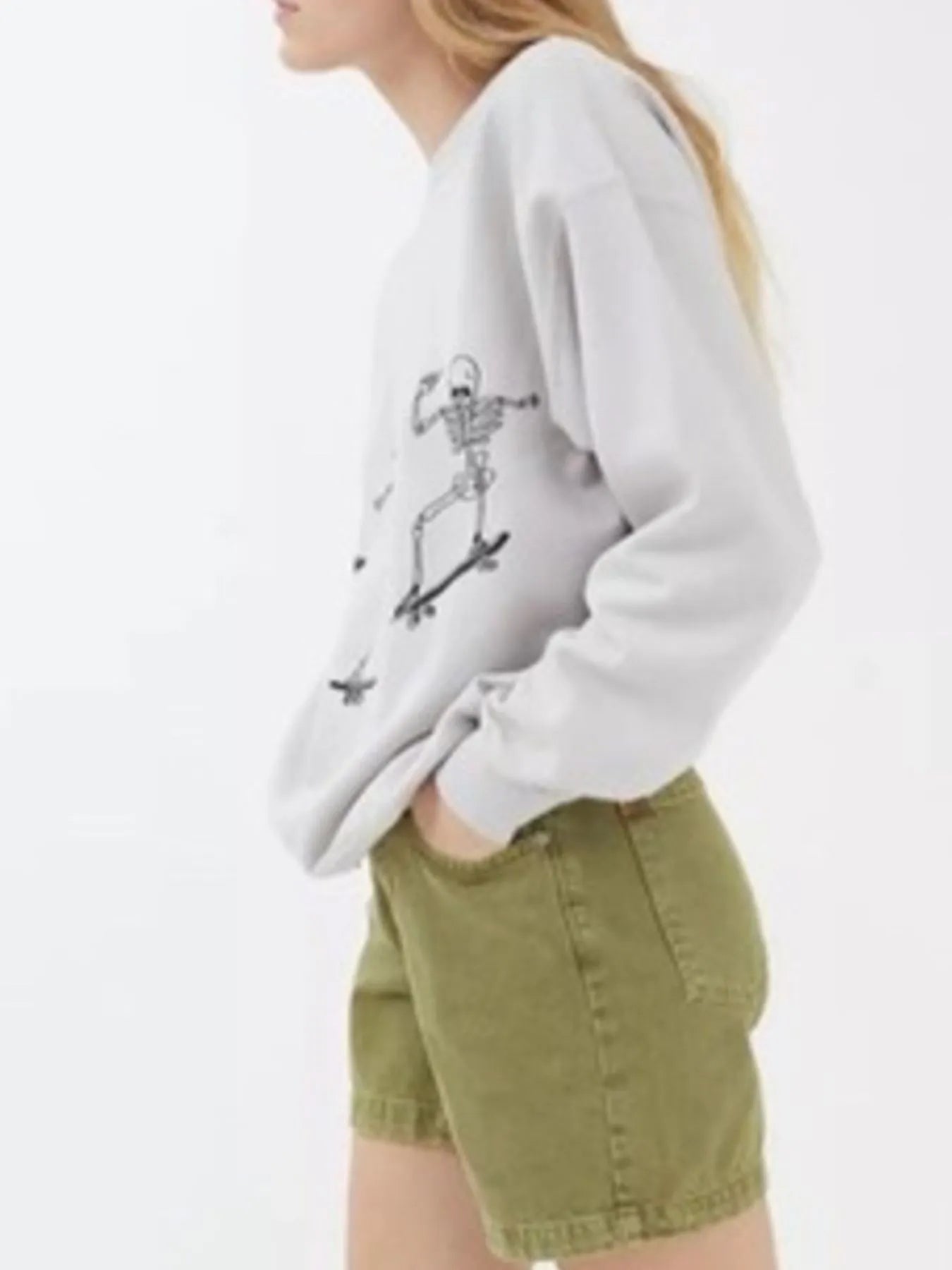 Skeleton Graphic Oversized Sweatshirt - Bubblesandpetals