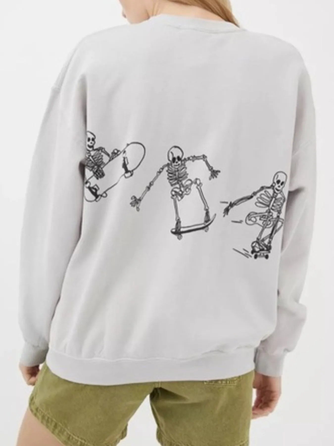 Skeleton Graphic Oversized Sweatshirt - Bubblesandpetals