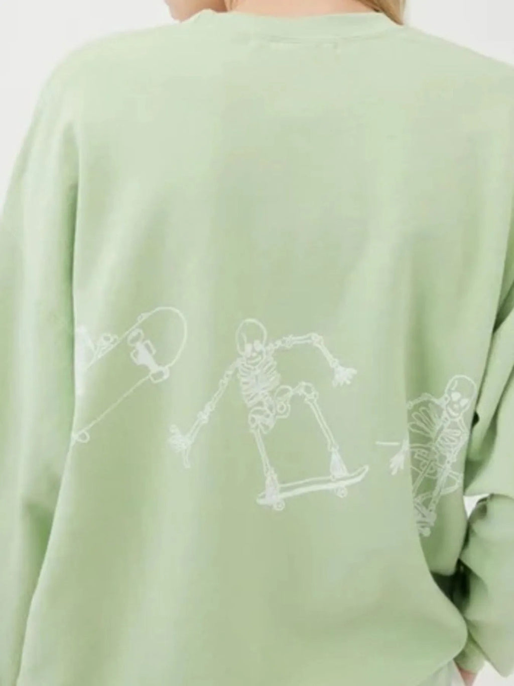 Skeleton Graphic Oversized Sweatshirt - Bubblesandpetals